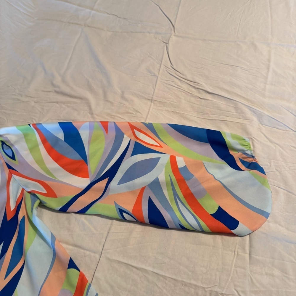 Carole Christian brightly colored V-neck blouse. Blousey sleeve Loose fit size S - Picture 12 of 14